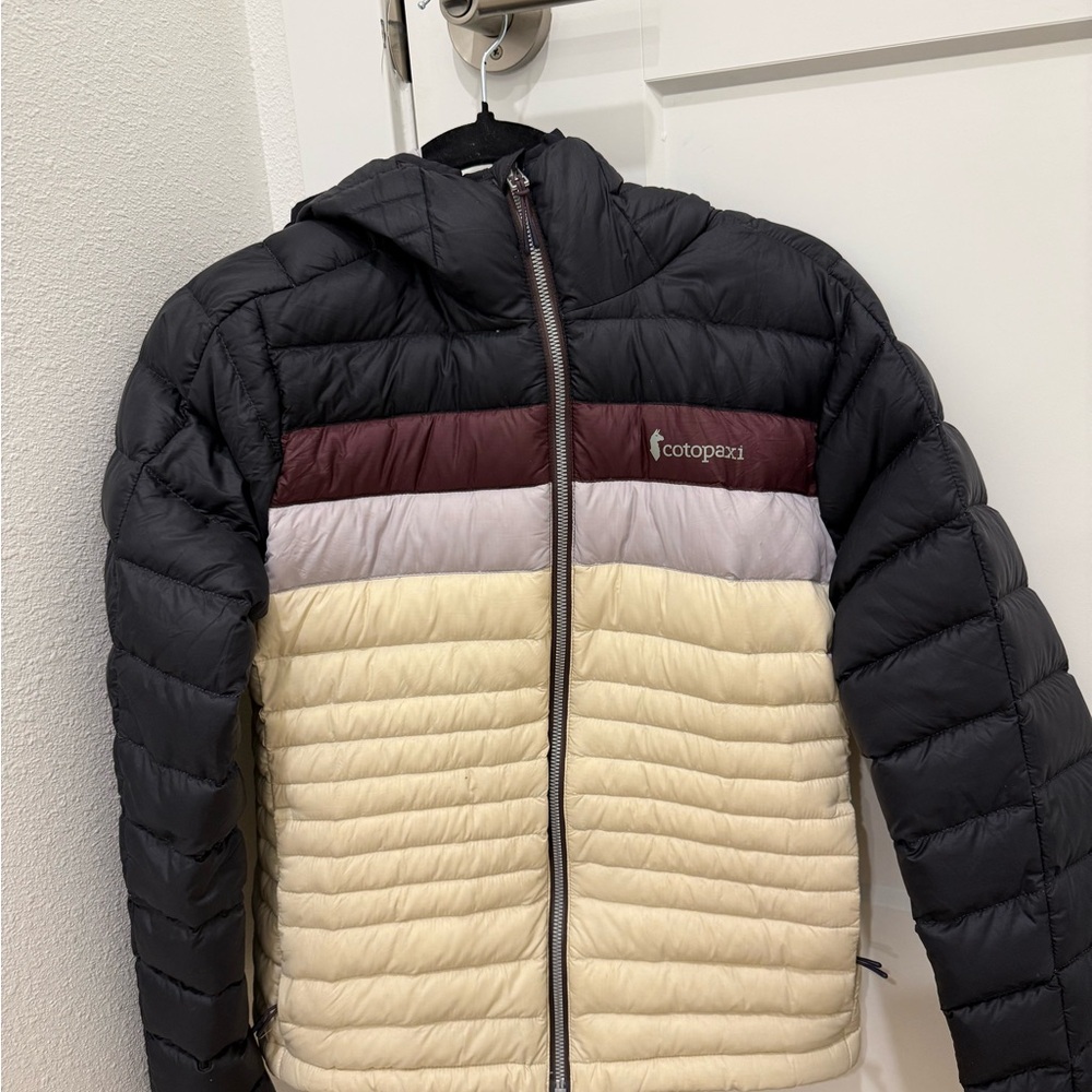 Cotopaxi Black and Cream Puffer Jacket